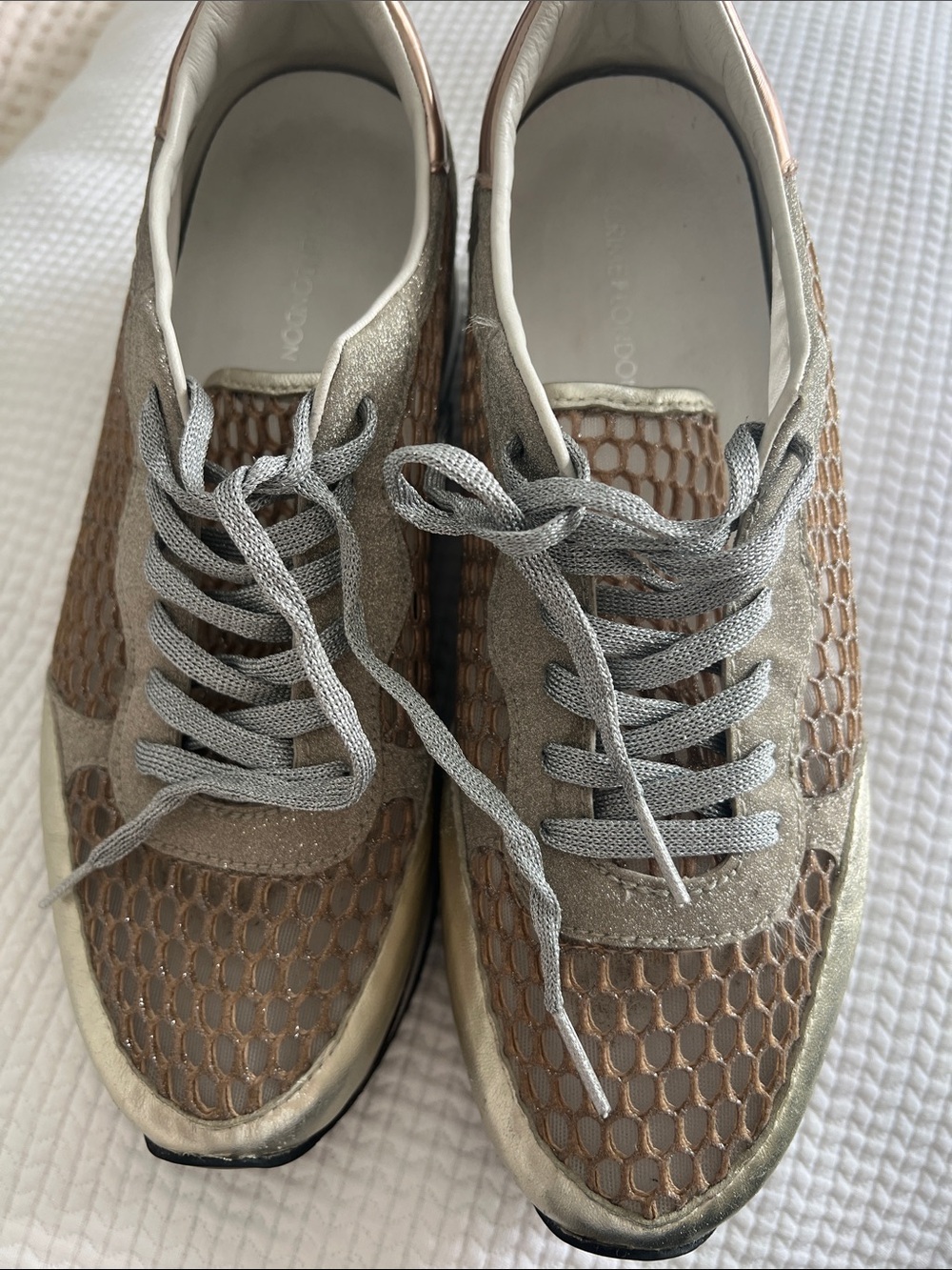 Crime London Women’s Metallic Gold Lace-Up Sneakers